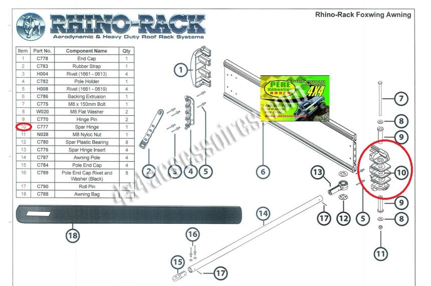 base charnière foxwing rhino rack