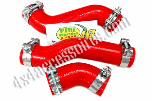 KIT 3 DURITES SILICONE ROUGES DE TURBO AVEC 6 COLLIERS PATROL GR Y61 2.8L TD6
