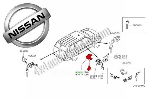 CONTACTEUR DE BARILLET DE PORTE DROITE PATROL GR Y61 AVANT 12/06