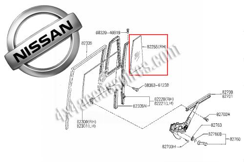 VITRE LATÉRALE DE PORTE ARRIÈRE DROITE (CUSTODE) PATROL Y60 LONG