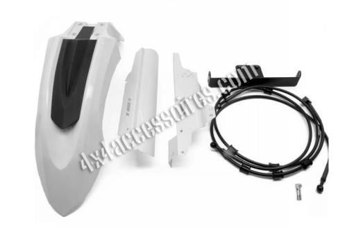 GARDE-BOUE AVANT BLANC + FLEXIBLES DE FREIN + PROTECTIONS DE FOURCHE POUR AFRICA TWIN