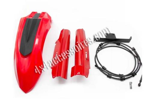 GARDE-BOUE AVANT ROUGE + FLEXIBLES DE FREIN + PROTECTIONS DE FOURCHE POUR AFRICA TWIN