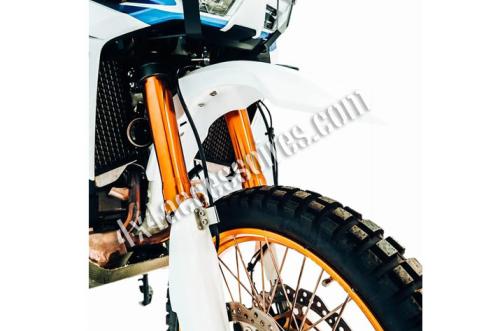GARDE-BOUE AVANT BLANC + FLEXIBLES DE FREIN + PROTECTIONS DE FOURCHE POUR AFRICA TWIN - MST