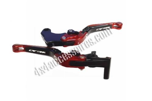 LEVIERS DE FREIN ET D'EMBRAYAGE RABATTABLES RÉGLABLES ET EXTENSIBLES AFRICA TWIN NOIR ET ROUGE