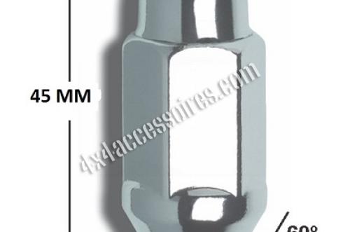ÉCROU DE ROUE CONIQUE 60° CHROMÉ 12x1.50 TETE HEXAGONALE DE 21