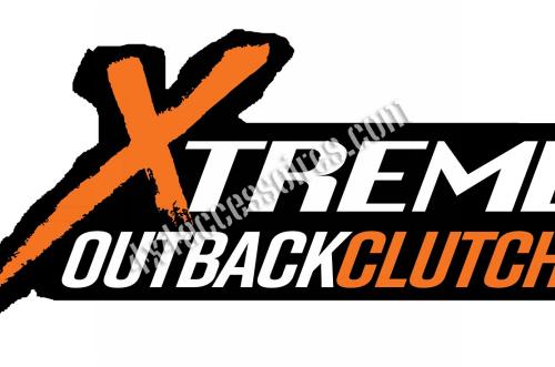 1 STICKER - FOND NOIR - LETTRAGE BLANC - XTREME OUTBACK CLUTCH - 28x13 CM