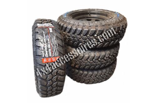 LOT DE 4 ROUES COMPLÈTES JANTES TRIANGULAR + PNEUS GRIPMAX MUD RAGE MT 195/R15