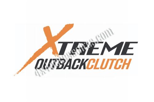 STICKER FOND BLANC / LETTRAGE NOIR - XTREME OUTBACK CLUTCH - 28x13 CM