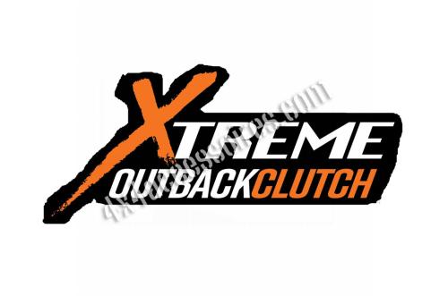STICKER FOND NOIR / LETTRAGE BLANC - XTREME OUTBACK CLUTCH - 28x13 CM